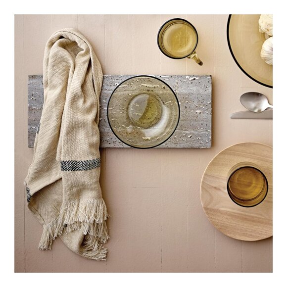 Bloomingville Natural Woven Cotton Striped Tea Towels with Tassels, Set of 2, Fr - Picture 2 of 5